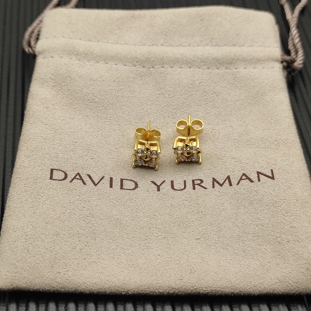 ✨David Yurman Yellow Gold Diamond Stud Earrings